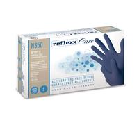100 pz. - Guanti Nitrile Reflexx Care N350 - Guanti nitrile senza acceleranti - gr. 3,2 - senza polvere - monouso certificati - blu - conf. 100 pezzi - XS - min. 22 cartoni