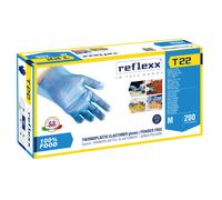 100 pz. - Guanti Termoplastici Elastomeri (TPE) Reflexx T22 - gr. 2,0 - sovraguanto alimentare - colore trasparente blu- conf. 200 pezzi - TAGLIA L - min. 22 cartoni