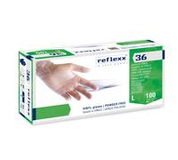 100 pz. - Guanti Vinile soft Reflexx 36 - gr. 4,2 - senza polvere - trasparente - guanti vinile medicali pulizie - conf. 100 pezzi - TAGLIA L - min. 22 cartoni