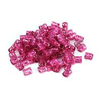 100 PZ Intrecciare Perline Polsini In Metallo, Nuovi Dreadlocks Colorati Perline Capelli Treccia Anelli Clip Dread Locks, Anelli Polsino Decorazione Dei Capelli Intrecciare Filigrana Tubo(rosa rossa)
