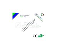 100 PZ Led 3mm Bicolore Verde Blu 8000mcd CATODO COMUNE 3 Pin