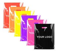 100 pz Logo personalizzato colore shopping bag con manico Sacchetto regalo in plastica Businss Customer Plastic Bag (stampa su un lato) (nero, 20 x 30 cm)