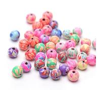 100 pz/lotto 6 8 10 12mm Colori Della Miscela Rotonda Argilla Polimerica Modello di Fiore Perline di Stampa Branelli Allentati per la Creazione di Gioielli Braccialetto FAI DAUtile e attraente.