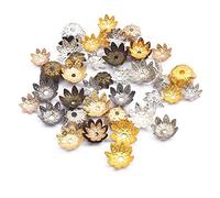 100 pz/lotto 8 10mm Fiore di Loto Metallo Allentato Distanziatore Bead Caps Cono End Beads Cap Filigrana Per Gioielli FAI DA TE Trovare FareTrattamento seducente