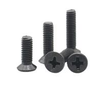 100 pz Nero Acciaio Al Carbonio M1.2 M1.4 Mini Piccola Croce Testa Piatta Vite A Testa Svasata Bullone(2mm,M1.4 (100pcs))