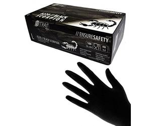 100 PZ. Nitras Black Scorpion Guanti in lattice nero taglia L guanti monouso 8220