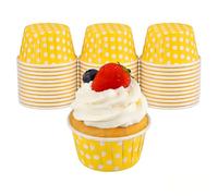 100 pz Polka Dot Pirottini Mini Riccioli Colorati Fodere per Cupcake Custodie per Muffin di Carta per la Festa di Compleanno Decorazione di Cerimonia Nuziale(Giallo)