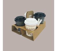 SDG PZ 100 Cestino Avana in Cartone Porta Bicchieri 4 Fori Coffee Cup Holder per Caffe' da ASPORTO Coffee Cup Holder
