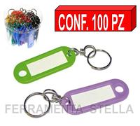 100 PZ PORTA CHIAVI TARGHETTE SEGNA NOME COLORATI CON GIVOLARI COLORI MISTI