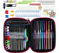 100 PZ Set di uncini per uncinetto in ossido alluminio con fodero pelle 22 metallici Strumento da tessitura Portatile Leggero Alta durezza Anti-ossidante Non deformabile