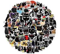 100 Pz Simpatico Gatto Nero Adesivi per Bottiglie D'acqua Tumbler Bagagli Skateboard Paraurti Scrapbook Mug, Adesivo Regalo per Bambini Adolescenti Adulti