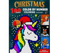 100 Quest Color by Number Mysteries & Christmas Coloring: Holiday Scenes & Mystery Mosaics Pixel Art - Squares, Hexagons, Dots & Triangles on Black Background | Relax, Reveal & Celebrate for Adults