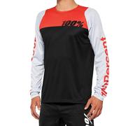 100% R-Core Maglia da bicicletta giovanile, nero/rosso/bianco, Taglia L