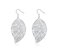 100% Real Long Hollow Leaf Dangle Earrings For Women