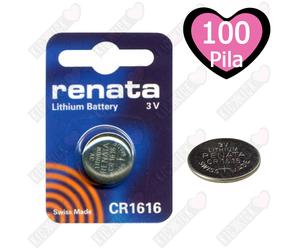 100 Renata CR1616 3 Volt 16.0 x 1,6 mm BATTERIA LITIO