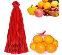 100 reti in nylon riutilizzabili, 40 cm, per conservare verdure, cipolle, frutta, frutti di mare e altri prodotti agricoli, rossa (100 pezzi)
