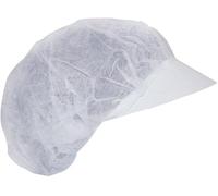 100 RETINE MICROFORATA TNT Ø 48 CON VISIERA IN COTONE NYLON Cuffia Bianca Copri Testa e Capelli Per Ristoranti Cucine Supermercati Massima Igiene e Sicurezza