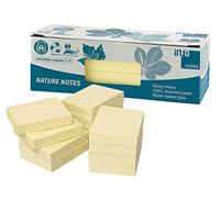 100% riciclato, giallo, 50 x 40 mm, certificato con angelo blu, 100 fogli per blocco, 12 blocchi in confezione riciclata