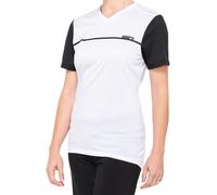 100% Ridecamp Maglia da donna per bicicletta a maniche corte, bianco/nero, Taglia L