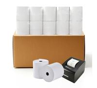 100 Rotoli Di Carta Termica 57 mm x 18m x 12 mm Senza BPA Realizzato in fFibre di Legno Non Richiede Inchiostro Compatibile con Oltre 30 Sistemi POS Confezionato Singolarmente in un Foglio