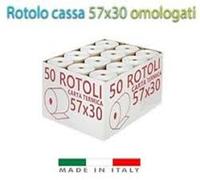 100 ROTOLI TERMICI 57x30 Carta Termica Anima 12 Omologati Registratore Cassa