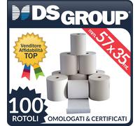 100 ROTOLI TERMICI MM 57x35 METRI CARTA DI ALTA QUALITA' - REGISTRATORI DI CASSA
