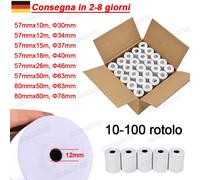 100 ROTOLI TERMICI PER POS CASSA TERMICA ANIMA 12MM PER REGISTRATORE DI CASSA