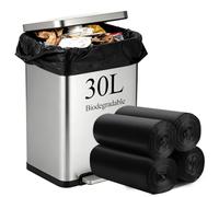 100 sacchetti biodegradabili da 30 litri, sacchetti per rifiuti alimentari ispessiti e compostabili, per cucina e bagno, colore verde, 60 x 65 cm (nero)