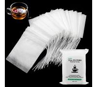 100 sacchetti biodegradabili per il tè, sacchetti filtranti usa e getta, in fibra di mais vuota, con chiusura a cordoncino, per foglie di foglia di tè (9 x 7 cm) (100 pezzi)