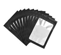 100 Sacchetti di Alluminio Riutilizzabili Impermeabili con Zip, Nero Mylar - Per Dolci, Gioielli, Caffè e Collezionabili - Design Piatto Con finestra trasparente (10x15cm)