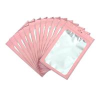 100 Sacchetti di Alluminio Riutilizzabili Impermeabili con Zip, Rosa Mylar - Per Dolci, Gioielli, Caffè e Collezionabili - Design Piatto Con finestra trasparente (10x15cm)