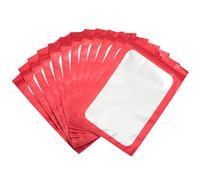 100 Sacchetti di Alluminio Riutilizzabili Impermeabili con Zip, Rosso Mylar - Per Dolci, Gioielli, Caffè e Collezionabili - Design Piatto Con finestra trasparente (14x20cm)