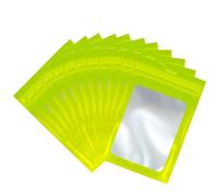 100 Sacchetti di Alluminio Riutilizzabili Impermeabili con Zip, Verde Mylar - Per Dolci, Gioielli, Caffè e Collezionabili - Design Piatto Con finestra trasparente (8x13cm)