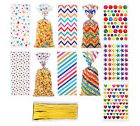 100 Sacchetti Di Caramelle, 100 Fili Di Legatura, 3 Adesivi Laser Arcobaleno, Sacchetti Di Caramelle Per Feste, Sacchetti Di Dolci Per Feste Per Bambini, Sacchetti Di Dessert Personalizzati