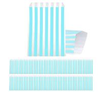 100 Sacchetti di Carta per Confetti 13x16cm - Sacchetti Regalo Piccoli con Righe Blu chiaroper Snack, Pane, Dolci, Feste Cinema, Compleanni Bambini e Feste Notturne