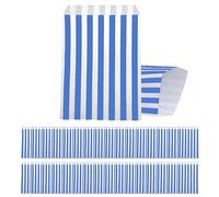 100 Sacchetti di Carta per Confetti 13x16cm - Sacchetti Regalo Piccoli con Righe Blu per Snack, Pane, Dolci, Feste Cinema, Compleanni Bambini e Feste Notturne