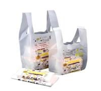 100 sacchetti di imballaggio con maniglia, sacchetti per la spesa, grandi sacchetti di plastica, sacchetti per il trasporto per alimenti imballaggi da asporto (M)