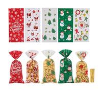 100 sacchetti di Natale per caramelle, sacchetti di Natale da riempire, per biscotti Goody con 100 cravatte Twist