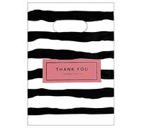 100 sacchetti di plastica per merchandising, 39,9 x 49,8 cm, sacchetti per la spesa, sacchetti regalo con manici fustellati, colore nero con scritta "Thank You"