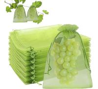 100 sacchetti di protezione per uva, 20 x 30 cm, per uva, da giardino, protezione contro mosca d'aceto di ciliegia, vespe e uccelli (verde muschio)