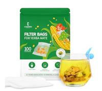 100 sacchetti filtranti per il tè, sacchetti vuoti con coulisse, infusore usa e getta per tè Yerba Mate foglie sfuse, materiale in fibra di mais naturale (10 x 8 cm)