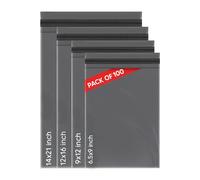 100 sacchetti misti grigi per pacchi, buste postali di 4 dimensioni 25 per ogni sacchetti postali autosigillanti, da piccole a grandi, buste postali assortite