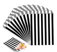100 sacchetti neri per dolci, piccoli sacchetti per caramelle a righe, 12,7 x 17,8 cm, per dolcetti|popcorn|pane|panini|biscotti, sacchetti per feste per snack, dolci, regali di torte, matrimoni
