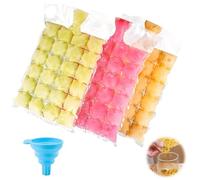 Confezione da 100 sacchetti per palline di ghiaccio per 2400 palline di ghiaccio con chiusura automatica usa e getta, con un mini imbuto per cubetti di ghiaccio per acqua, bevande, cocktail, succhi di
