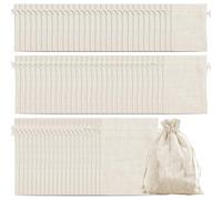 100 sacchetti per spezie con coulisse, in cotone riutilizzabili, in 3 misure (6 x 8 cm, 8 x 10 cm, 10 x 15 cm), sacchetti per spezie, per tè sfuso, caffè, erbe e tè alla frutta