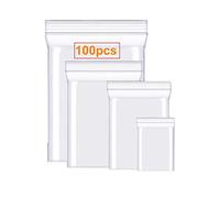 100 Sacchetti plastica Trasparenti spessi e durevole per Immagazzinaggio e Conservazione Prodotti, chiusura a ZIP Riutilizzabile, Risigillabili, Chiusura con Cerniera a pressione (5x7) 100 Pezzi