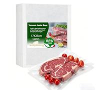 100 sacchetti sottovuoto per alimenti, senza BPA, resistenti, goffrati, a prova di perdite, compatibili con la maggior parte delle sigillatrici sottovuoto per carne, pesce, frutta e verdura, 17 x 25