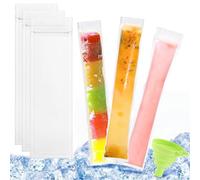100 sacchetti usa e getta per ghiaccioli con chiusura a cerniera, 28 x 5 cm, per ghiaccioli fai da te, yogurt, succhi di frutta e frullati - Include imbuto, senza BPA, stampi per ghiaccioli