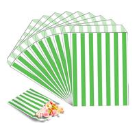 100 sacchetti verdi per dolci, a righe, 12,7 x 17,8 cm, per dolcetti, popcorn, pane, panini, biscotti, sacchetti per feste, snack, dolci, regali per torte, matrimoni, feste di compleanno, Natale