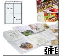 100-Sammelhüllen-A4-4-Fächer-A6-100x150mm-SAFE-5474-Für-Backrezepte-Kochrezepte